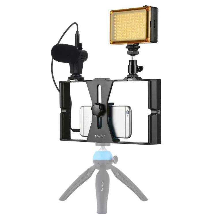 Bộ dụng cụ quay video trực tiếp Vlogging 3 trong 1 PULUZ với đèn LED selfie, micro và đầu chân máy Cold Shoe cho iPhone, Galaxy, Huawei, Xiaomi, HTC, LG, Google và các điện thoại thông minh khác, 3 trong 1, 3 trong 1 (Đỏ), 3 trong 1 (Mỹ)