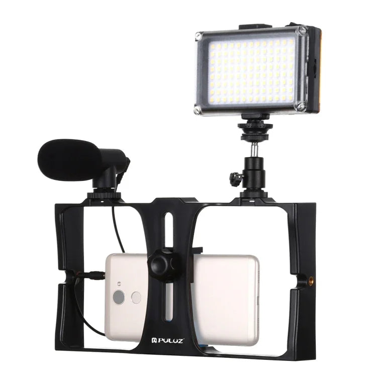 Bộ dụng cụ quay video trực tiếp Vlogging 3 trong 1 PULUZ với đèn LED selfie, micro và đầu chân máy Cold Shoe cho iPhone, Galaxy, Huawei, Xiaomi, HTC, LG, Google và các điện thoại thông minh khác, 3 trong 1, 3 trong 1 (Đỏ), 3 trong 1 (Mỹ)