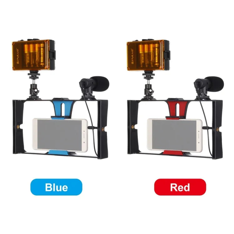 Bộ dụng cụ quay video trực tiếp Vlogging 3 trong 1 PULUZ với đèn LED selfie, micro và đầu chân máy Cold Shoe cho iPhone, Galaxy, Huawei, Xiaomi, HTC, LG, Google và các điện thoại thông minh khác, 3 trong 1, 3 trong 1 (Đỏ), 3 trong 1 (Mỹ)