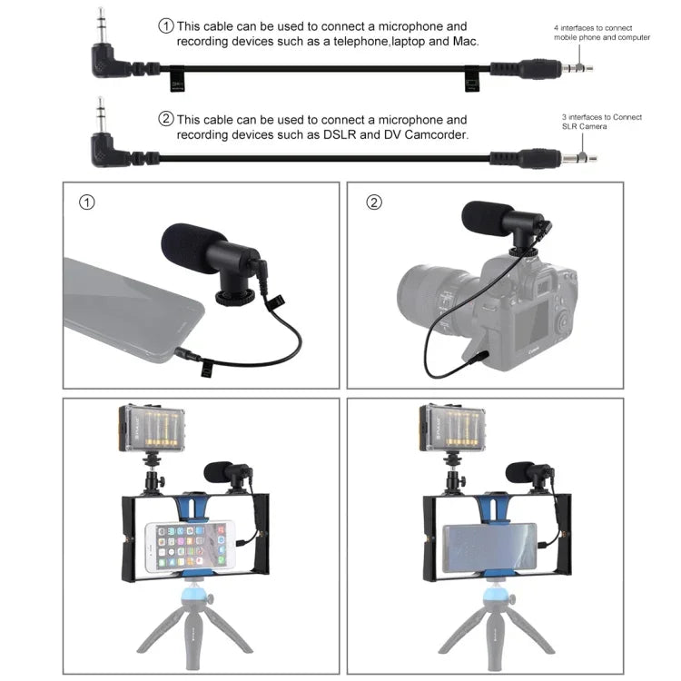 Bộ dụng cụ quay video trực tiếp Vlogging 3 trong 1 PULUZ với đèn LED selfie, micro và đầu chân máy Cold Shoe cho iPhone, Galaxy, Huawei, Xiaomi, HTC, LG, Google và các điện thoại thông minh khác, 3 trong 1, 3 trong 1 (Đỏ), 3 trong 1 (Mỹ)