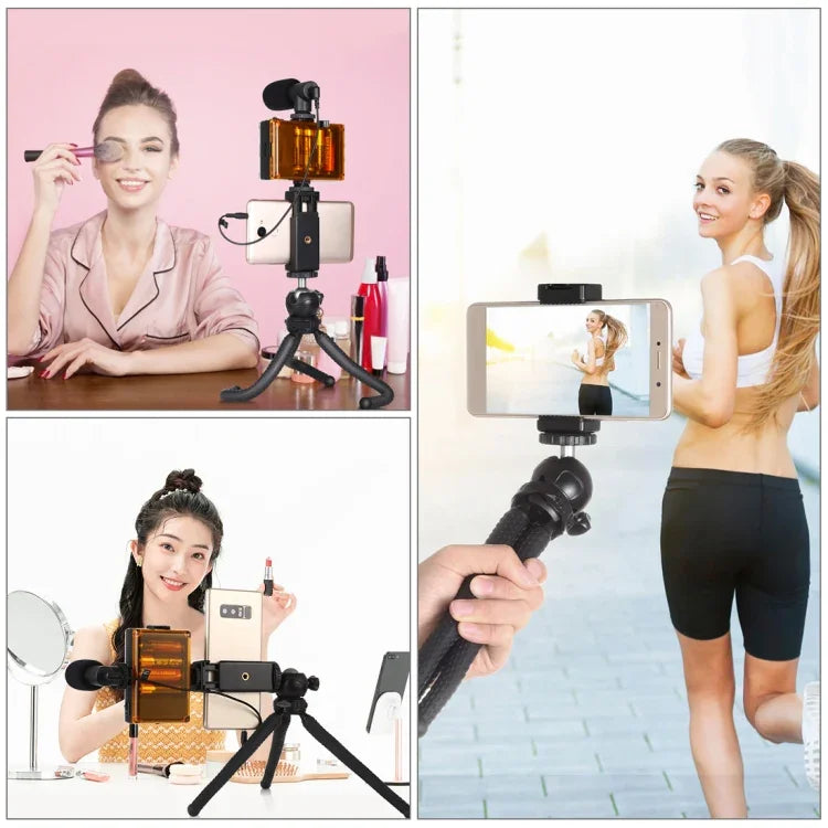 PULUZ Mini Octopus Flexible Tripod Holder with Ball Head & Phone Clamp + Tripod Mount Adapter & Long Screw for SLR Cameras, DJI, Insta360, GoPro and Other Action Cameras, Cellphone, Size: 25cmx4.5cm, 25cm Tripod + Phone Clamp
