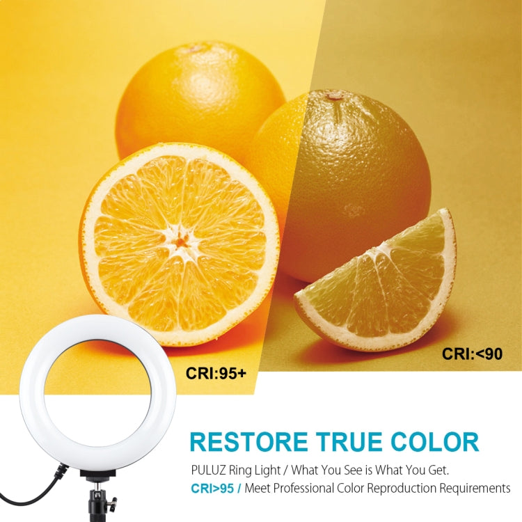 Đèn LED vòng RGBW 6.2 inch 16cm PULUZ + đế tròn để bàn có thể điều chỉnh độ sáng qua USB, đèn vlog chụp ảnh quay video kèm chân tripod cold shoe và điều khiển từ xa, gắn bàn + RGBW 6.2 inch / điều khiển từ xa