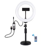 Đèn LED vòng cong PULUZ 7.9 inch 20cm RGBW + đế tròn để bàn có thể điều chỉnh độ sáng, nhiệt độ màu kép, đèn quay video tự sướng vlog kèm kẹp điện thoại, 7.9 inch + đế tròn
