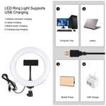 Đèn LED vòng cong PULUZ 7.9 inch 20cm RGBW + đế tròn để bàn có thể điều chỉnh độ sáng, nhiệt độ màu kép, đèn quay video tự sướng vlog kèm kẹp điện thoại, 7.9 inch + đế tròn