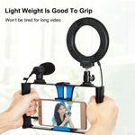 Bộ dụng cụ quay video trực tiếp Vlogging 4 trong 1 PULUZ với giá đỡ video điện thoại thông minh, đèn LED selfie vòng RGBW 4,7 inch 12cm, micro, giá đỡ chân máy bỏ túi và đầu chân máy Cold Shoe, 4 trong 1, Đèn LED vòng RGBW 4 trong 1