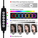 Bộ dụng cụ quay video trực tiếp Vlogging 4 trong 1 PULUZ với giá đỡ video điện thoại thông minh, đèn LED selfie vòng RGBW 4,7 inch 12cm, micro, giá đỡ chân máy bỏ túi và đầu chân máy Cold Shoe, 4 trong 1, Đèn LED vòng RGBW 4 trong 1