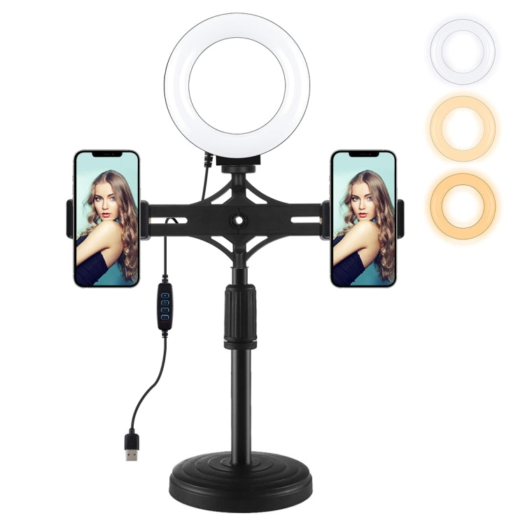 Bộ đèn vòng PULUZ 12cm 4.7 inch với giá đỡ điện thoại đôi ngang để bàn, Giá đỡ ngang 4.7 inch gắn bàn