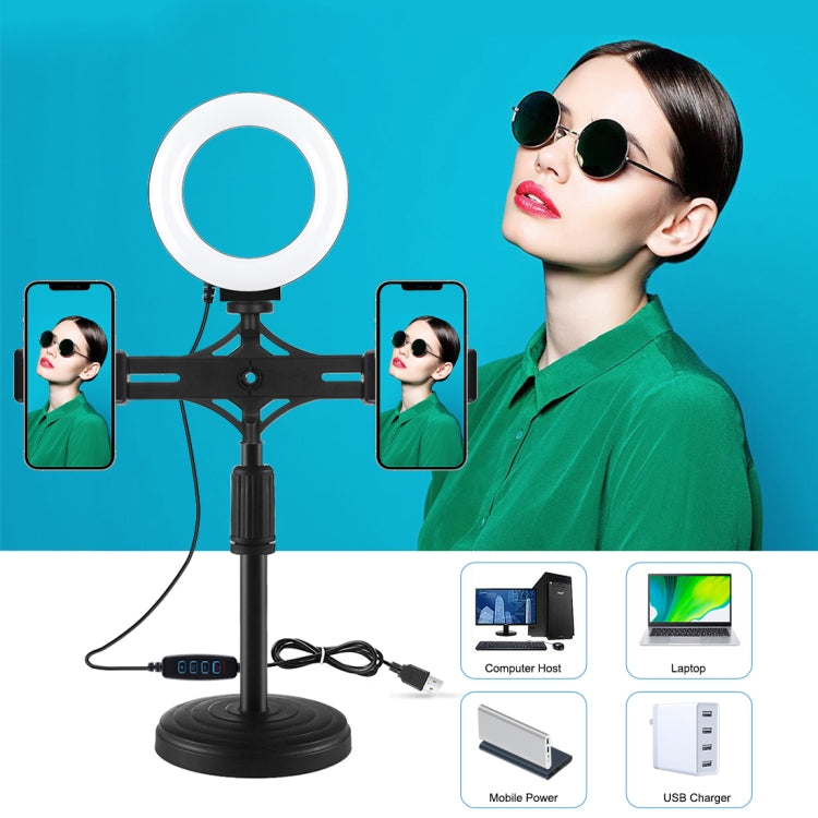 Bộ đèn vòng PULUZ 12cm 4.7 inch với giá đỡ điện thoại đôi ngang để bàn, Giá đỡ ngang 4.7 inch gắn bàn