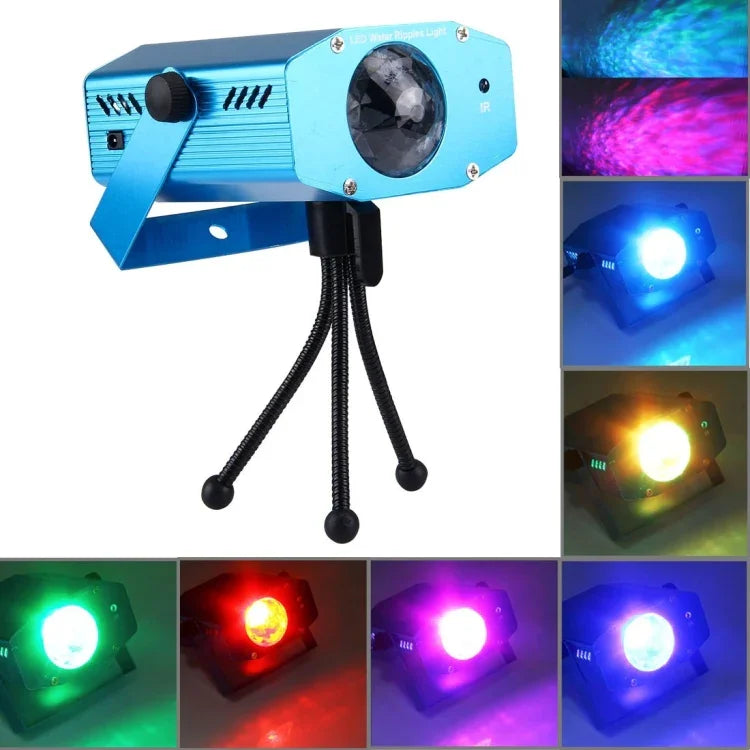 Máy chiếu sóng nước mini RGB 3W x 3 có điều khiển từ xa, phích cắm EU, phích cắm EU