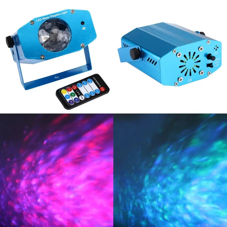 Máy chiếu sóng nước mini RGB 3W x 3 có điều khiển từ xa, phích cắm EU, phích cắm EU