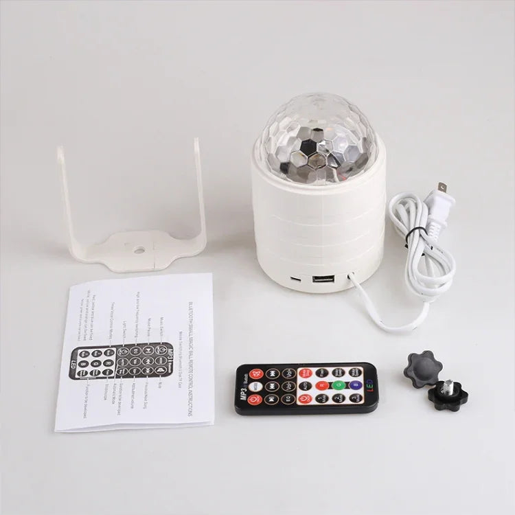 Đèn sân khấu quả cầu pha lê ma thuật Bluetooth có điều khiển từ xa, phích cắm US (màu trắng), PRC0573BEU, PRC0573BUS, PRC0573WEU, PRC0573WUS