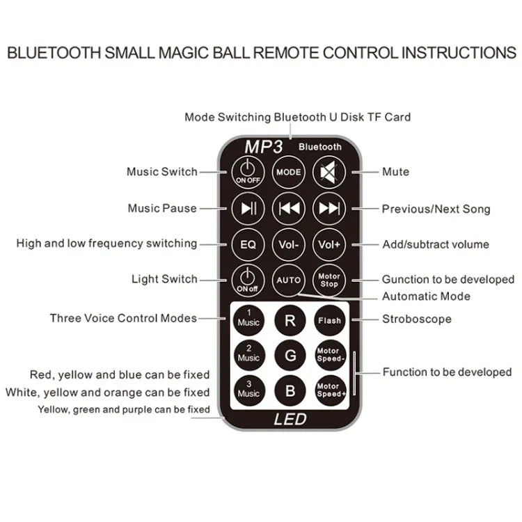 Đèn sân khấu quả cầu pha lê ma thuật Bluetooth có điều khiển từ xa, phích cắm US (màu trắng), PRC0573BEU, PRC0573BUS, PRC0573WEU, PRC0573WUS