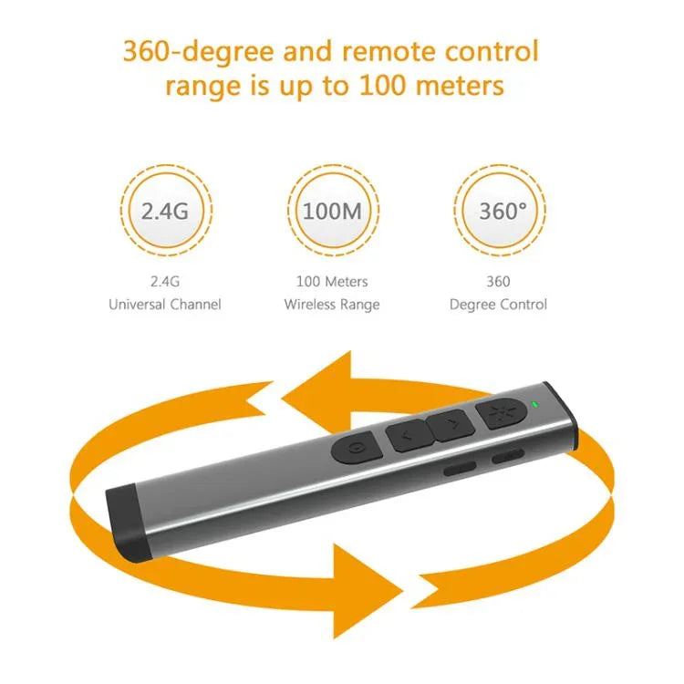 Doosl Dsit038 Điều khiển từ xa trình chiếu PowerPoint không dây 2.4GHz Bút clicker Trình bày Con trỏ laser xanh, Khoảng cách điều khiển: 100m, Laser xanh