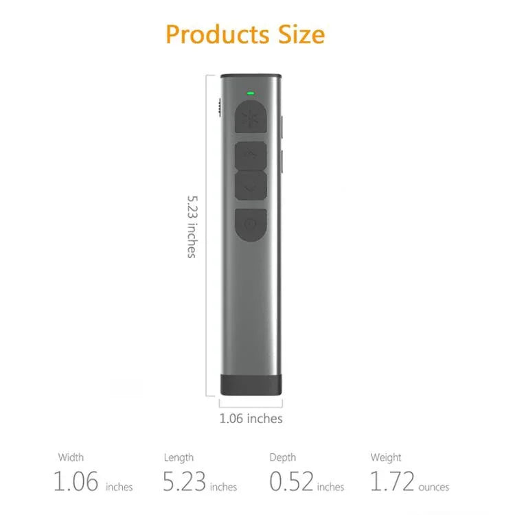 Doosl Dsit038 Điều khiển từ xa trình chiếu PowerPoint không dây 2.4GHz Bút clicker Trình bày Con trỏ laser xanh, Khoảng cách điều khiển: 100m, Laser xanh
