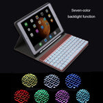 Bao da máy tính bảng gập ngang có bàn phím Bluetooth tháo rời + giá đỡ & đèn nền nhiều màu 508A cho iPad Pro 9.7 inch, iPad Air, iPad Air 2, iPad 9.7 inch (2017), iPad 9.7 inch (2018), 508A Xanh dương, 508A Vàng champagne