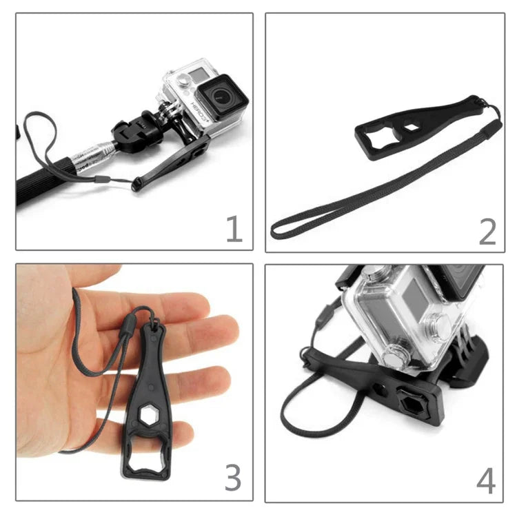 PULUZ Plastic Thumbscrew Wrench Spanner with Lanyard for GoPro, Insta360, DJI and Other Action Cameras, Wrench (PVC Material) Black