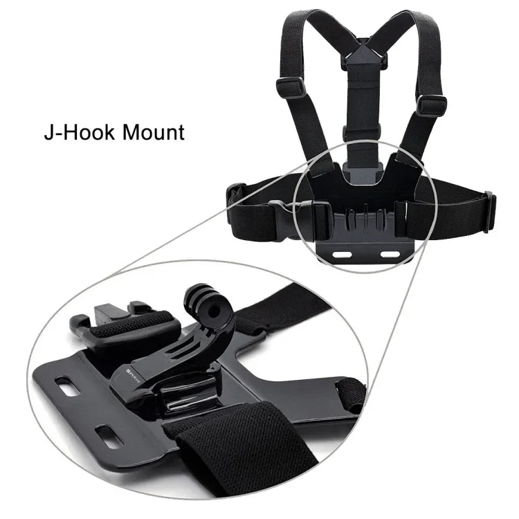 Giá gắn móc J dọc bề mặt đen PULUZ cho máy quay thể thao PULUZ, giá kẹp linh hoạt Jaws cho GoPro, Insta360, DJI và các máy quay hành động khác, giá gắn móc J