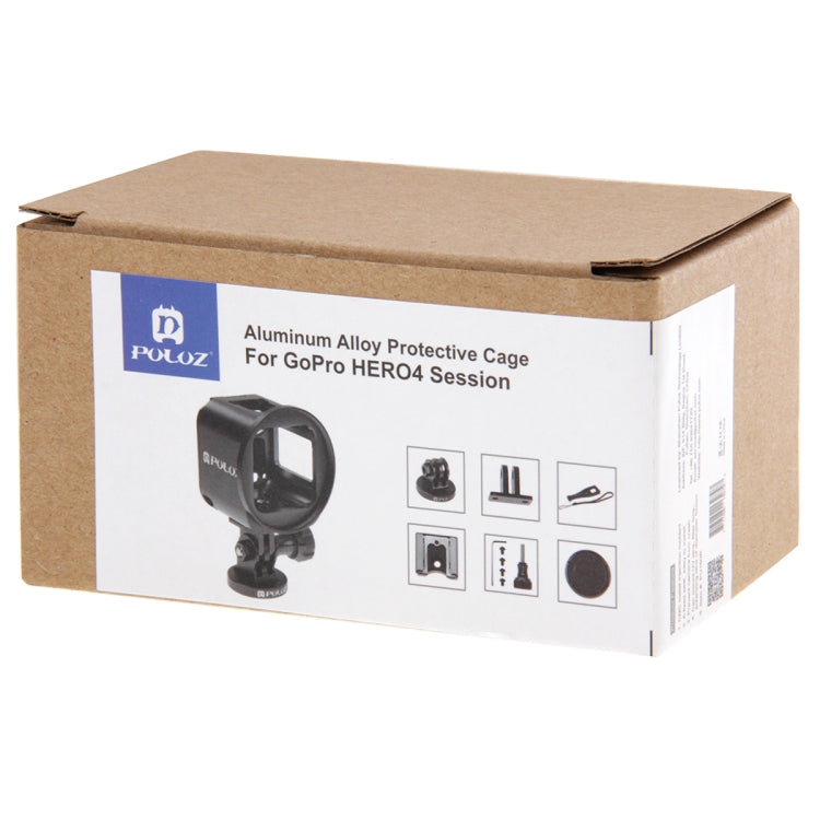 Bộ vỏ bảo vệ CNC hợp kim nhôm PULUZ kèm cờ lê kim loại, nắp ống kính, ốc vít và adapter chân máy cho GoPro HERO5 Session /HERO4 Session /HERO Session, dành cho HERO4 Session