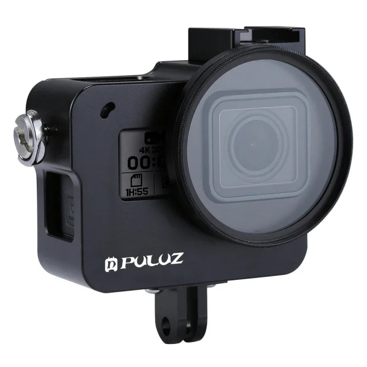 Vỏ bảo vệ PULUZ bằng hợp kim nhôm CNC với khung bảo hiểm & ống kính UV 52mm cho GoPro HERO(2018) /7 Đen /6 /5, Dành cho khung kéo HERO6 /5, Dành cho khung kéo HERO5