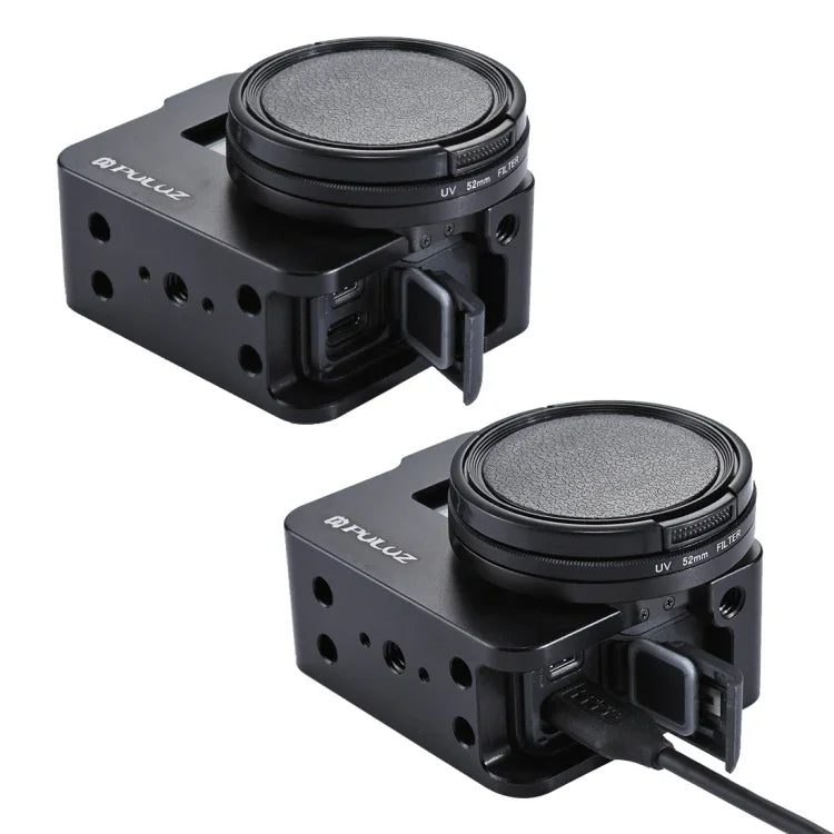 Vỏ bảo vệ PULUZ bằng hợp kim nhôm CNC với khung bảo hiểm & ống kính UV 52mm cho GoPro HERO(2018) /7 Đen /6 /5, Dành cho khung kéo HERO6 /5, Dành cho khung kéo HERO5