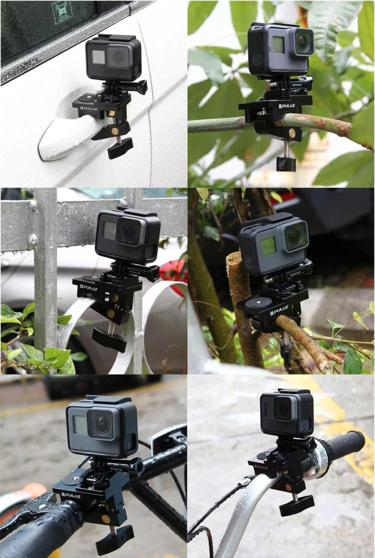 Kẹp cố định đa năng bằng hợp kim nhôm PULUZ cho GoPro, Insta360, DJI và các máy quay hành động khác, Giá đỡ kẹp cố định