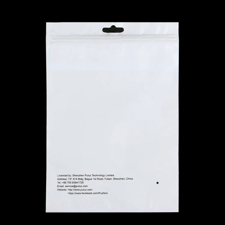 10 túi PULUZ 25.8cm x 18cm có lỗ treo, mặt trước trong suốt, màu ngọc trai trắng, túi khóa kéo đựng trang sức (Kích thước: L), Kích thước: L