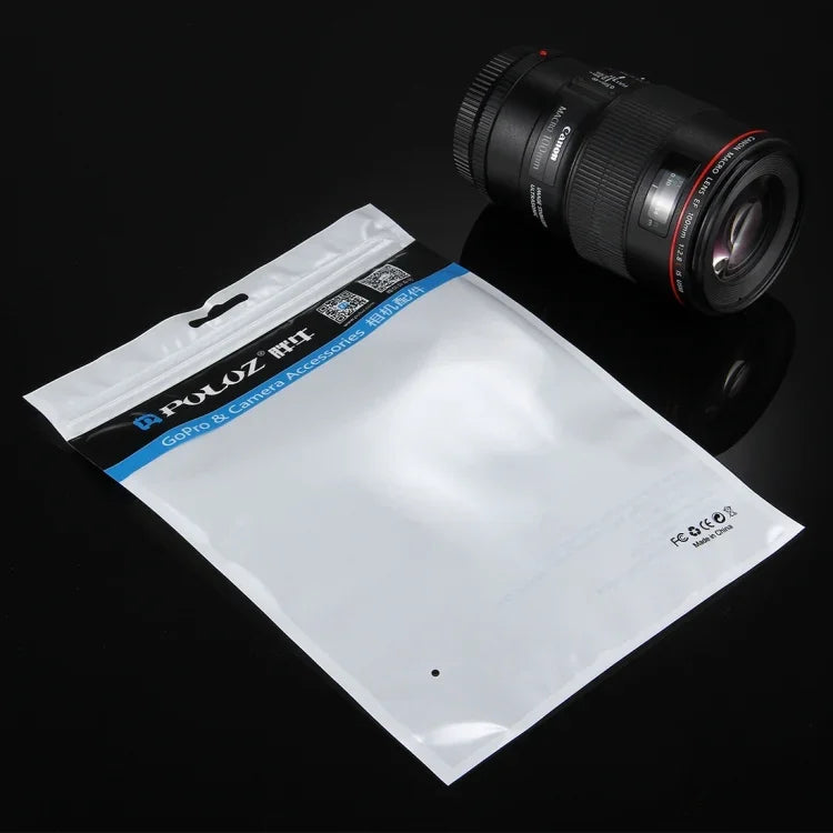 10 túi PULUZ 25.8cm x 18cm có lỗ treo, mặt trước trong suốt, màu ngọc trai trắng, túi khóa kéo đựng trang sức (Kích thước: L), Kích thước: L