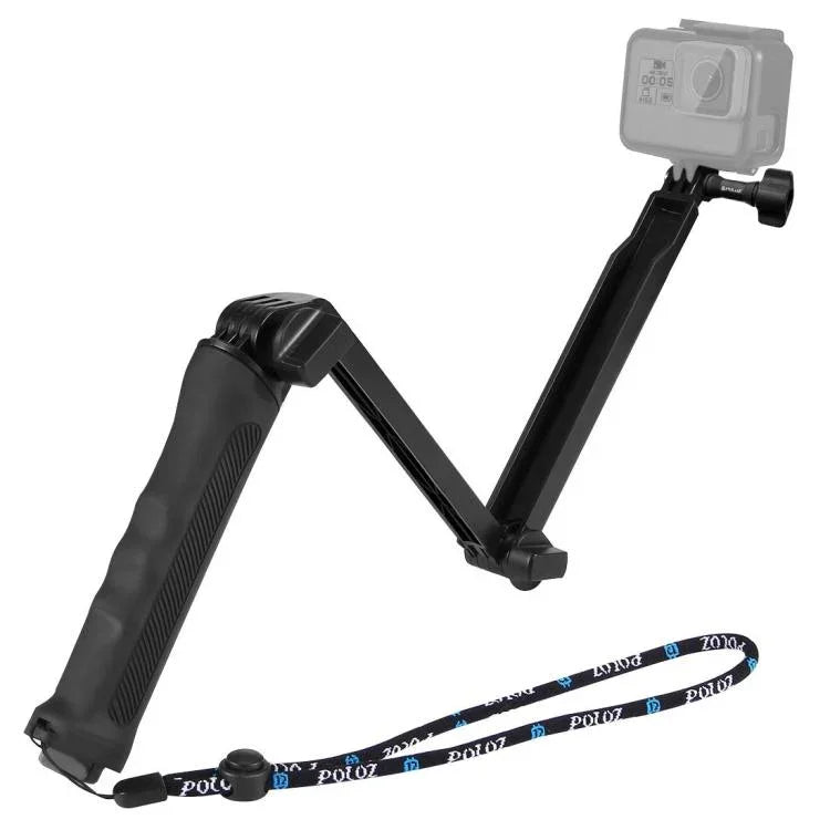 Gậy tự sướng gập ba chiều PULUZ kiêm chân máy mở rộng cho GoPro, Insta360 ONE R, DJI Osmo Action và các máy quay hành động khác, Chiều dài: 20-58cm, Chiều dài: 20-58cm