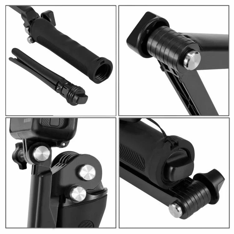 Gậy tự sướng gập ba chiều PULUZ kiêm chân máy mở rộng cho GoPro, Insta360 ONE R, DJI Osmo Action và các máy quay hành động khác, Chiều dài: 20-58cm, Chiều dài: 20-58cm