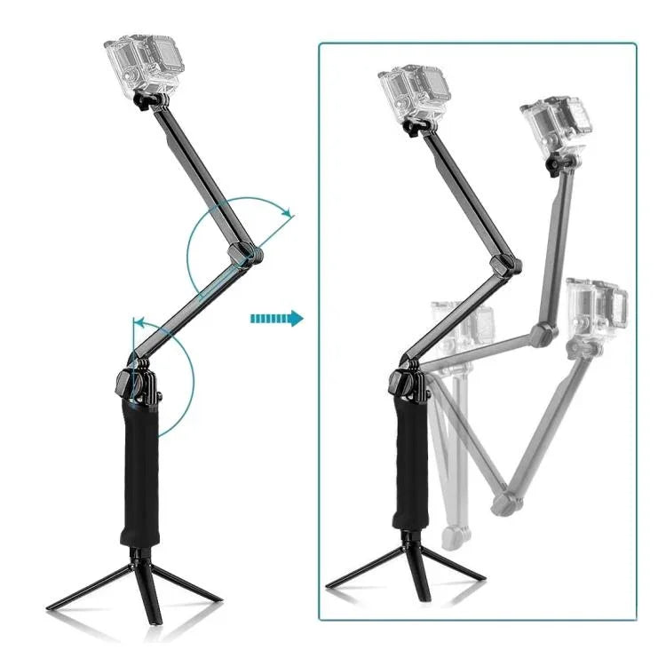 Gậy tự sướng gập ba chiều PULUZ kiêm chân máy mở rộng cho GoPro, Insta360 ONE R, DJI Osmo Action và các máy quay hành động khác, Chiều dài: 20-58cm, Chiều dài: 20-58cm