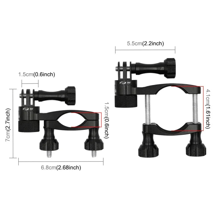 Giá đỡ tay lái xe đạp bằng nhôm xoay 360 độ PULUZ kèm ốc vít cho GoPro, Insta360, DJI và các camera hành động khác, Giá đỡ tay lái 2