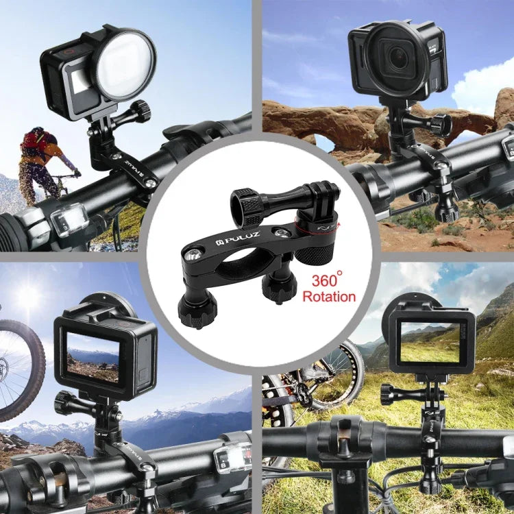 Giá đỡ tay lái xe đạp bằng nhôm xoay 360 độ PULUZ kèm ốc vít cho GoPro, Insta360, DJI và các camera hành động khác, Giá đỡ tay lái 2