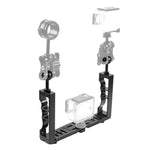 Giá đỡ tay đèn lặn CNC nhôm PULUZ có thể điều chỉnh cho GoPro, Insta360, DJI và các camera hành động khác, Giá đỡ tay đôi