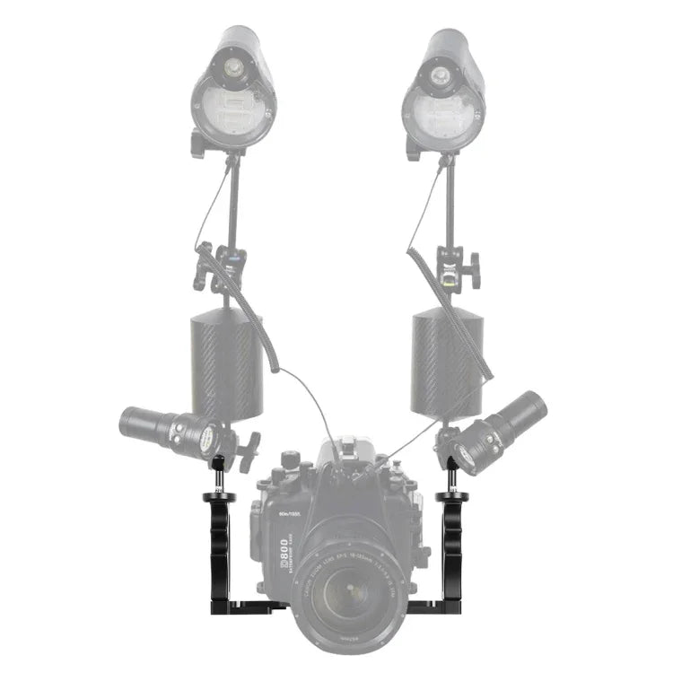 Giá đỡ tay đèn lặn CNC nhôm PULUZ có thể điều chỉnh cho GoPro, Insta360, DJI và các camera hành động khác, Giá đỡ tay đôi