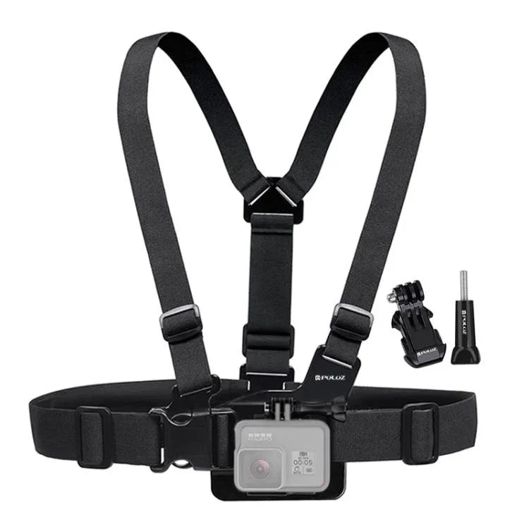 Dây Đeo Ngực Gắn Thân Máy Điều Chỉnh Được PULUZ Kèm Móc J & Vít Dài Cho GoPro, Insta360, DJI và Các Máy Quay Hành Động Khác, Dây Đeo Ngực