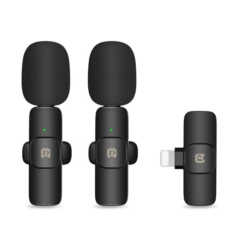 Micro không dây Lavalier giảm tiếng ồn PULUZ cho iPhone / iPad, bộ thu 8 chân và micro đôi, bộ thu 8 chân và micro đôi
