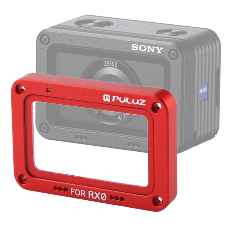 Bảo Vệ Ống Kính PULUZ Hợp Kim Nhôm Flame + Kính Cường Lực cho Sony RX0 / RX0 II, Kèm Vít và Tua Vít, Màu Đỏ Flame Mặt Trước