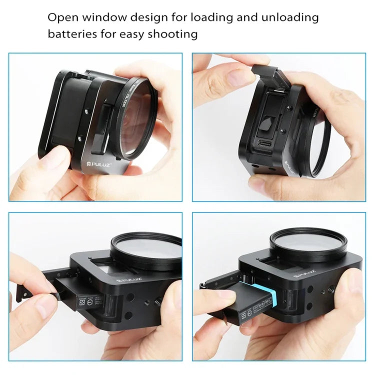 Vỏ bảo vệ CNC hợp kim nhôm PULUZ với khung bảo hiểm & kính lọc UV 52mm cho GoPro HERO8 Black, Dành cho HERO8 Black có khung