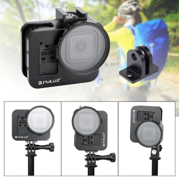 Vỏ bảo vệ CNC hợp kim nhôm PULUZ với khung bảo hiểm & kính lọc UV 52mm cho GoPro HERO8 Black, Dành cho HERO8 Black có khung