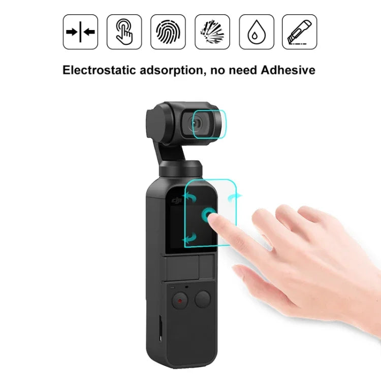 Kính cường lực 9H 2.5D bảo vệ ống kính + phim bảo vệ màn hình cho DJI OSMO Pocket Gimbal, Dành cho DJI OSMO Pocket