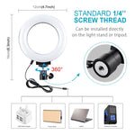 Đèn LED vòng selfie làm đẹp vlog chụp ảnh PULUZ 4,7 inch 12cm 3 chế độ điều chỉnh độ sáng với chân đế đầu bi, 4,7 inch có đầu bi