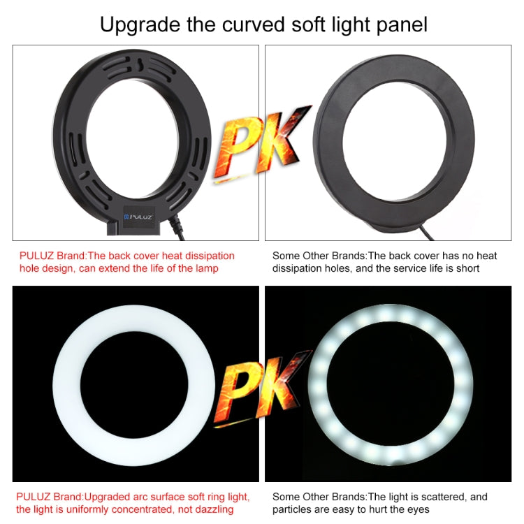 Đèn LED vòng selfie làm đẹp vlog chụp ảnh PULUZ 4,7 inch 12cm 3 chế độ điều chỉnh độ sáng với chân đế đầu bi, 4,7 inch có đầu bi