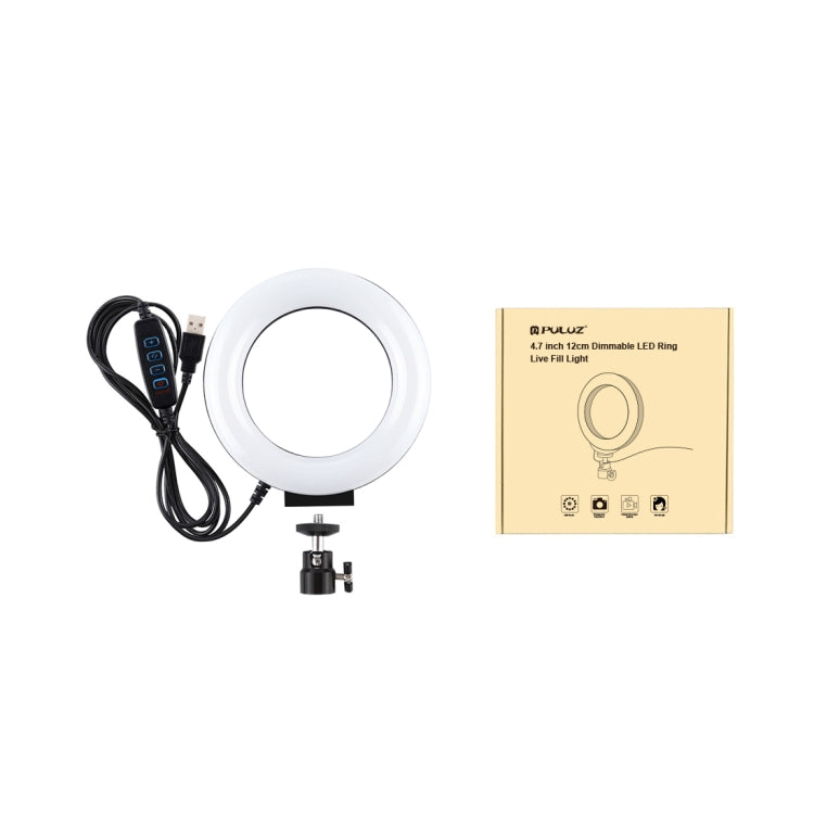 Đèn LED vòng selfie làm đẹp vlog chụp ảnh PULUZ 4,7 inch 12cm 3 chế độ điều chỉnh độ sáng với chân đế đầu bi, 4,7 inch có đầu bi