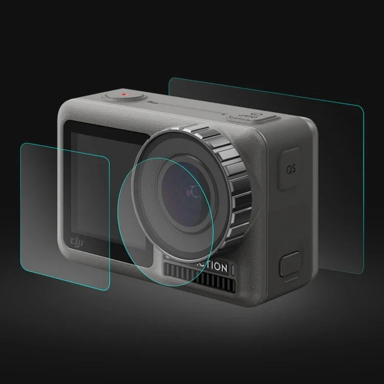 PULUZ Kính cường lực 9H 2.5D cho ống kính + Màn hình LCD trước và sau cho DJI Osmo Action, Dành cho DJI Osmo Action