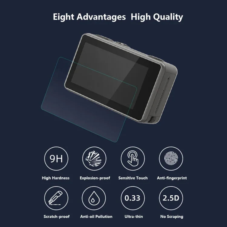 PULUZ Kính cường lực 9H 2.5D cho ống kính + Màn hình LCD trước và sau cho DJI Osmo Action, Dành cho DJI Osmo Action
