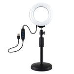 PULUZ Giá Đỡ Bàn Tròn + Đèn LED Vòng USB 4.7 inch 12cm 3 Chế Độ Dimmable Ánh Sáng Vlogging Video, Chiều Cao Điều Chỉnh: 15.5cm-25.5cm, Giá Đỡ Bàn + 4.7 inch