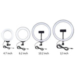 PULUZ Giá Đỡ Bàn Tròn + Đèn LED Vòng USB 4.7 inch 12cm 3 Chế Độ Dimmable Ánh Sáng Vlogging Video, Chiều Cao Điều Chỉnh: 15.5cm-25.5cm, Giá Đỡ Bàn + 4.7 inch
