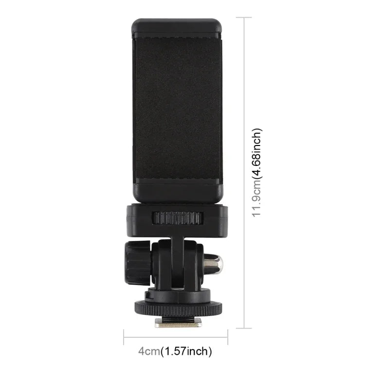 PULUZ Adapter gắn chân máy 1/4 inch ren vít Cold Shoe kèm kẹp điện thoại, Adapter kèm kẹp điện thoại