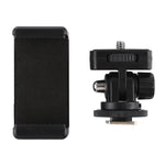 PULUZ Adapter gắn chân máy 1/4 inch ren vít Cold Shoe kèm kẹp điện thoại, Adapter kèm kẹp điện thoại