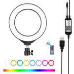 Đèn LED vòng USB RGBW 6.2 inch 16cm có thể điều chỉnh độ sáng PULUZ cho vlog, chụp ảnh, quay video kèm chân đế cold shoe, đầu bi & điều khiển từ xa, 6.2 inch RGBW / điều khiển từ xa